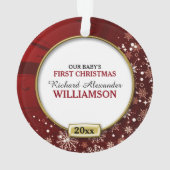 Red Lijst Baby's 1e Kerstmis Ornament (achterkant)