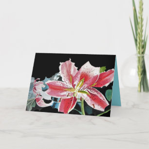 Red Lilies Lily floral Aquarelle Carte d'anniversa