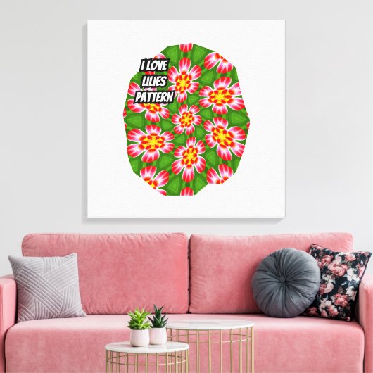 red lilies pattern canvas afdruk (Insitu (Woonkamer))