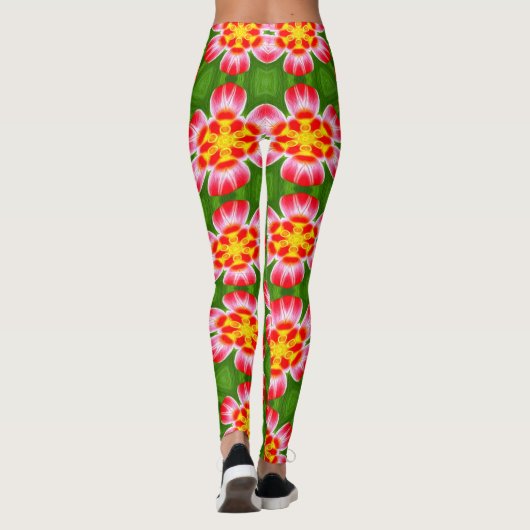 red lilies pattern leggings (Achterkant)