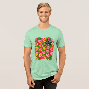 red lilies pattern Tri-Blend shirt