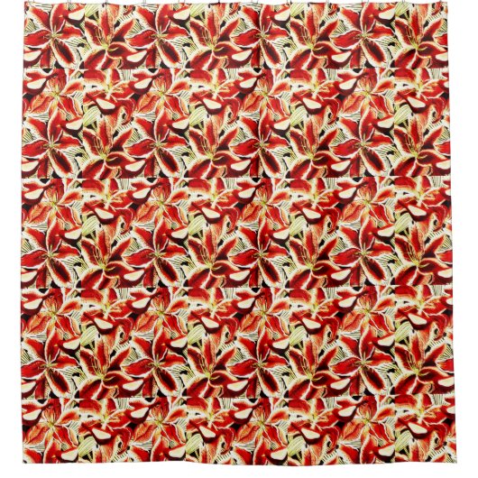 Red Lilies Shower Curtain Douchegordijn (Voorkant)