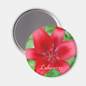 Red Lily Magnet Luke 12:27 (Recto/Verso)