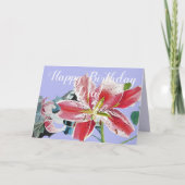 Red Lily mauve floral Waterverf Birthday Kaart (Voorkant)