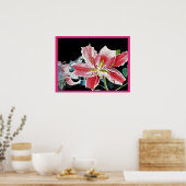 Red Lily Watercolor Flowers Floral Art Poster (Keuken)