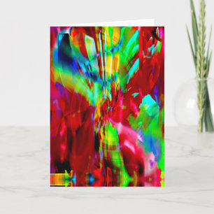 Red Lime Green Abstract Dreamweaver Fantasy Flower Kaart
