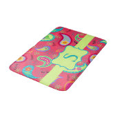 Red Lime Green Monogram Modern Paisley Pattern Badmat (Gekanteld)