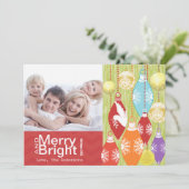 Red Lime Retro Merry et Bright Family Carte photo (Debout devant)