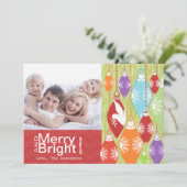 Red Lime Retro Merry et Bright Family Carte photo (Debout devant)