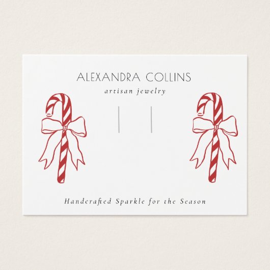 Red Line Art Candy Cane & Bow Hairclip Display  (Devant)