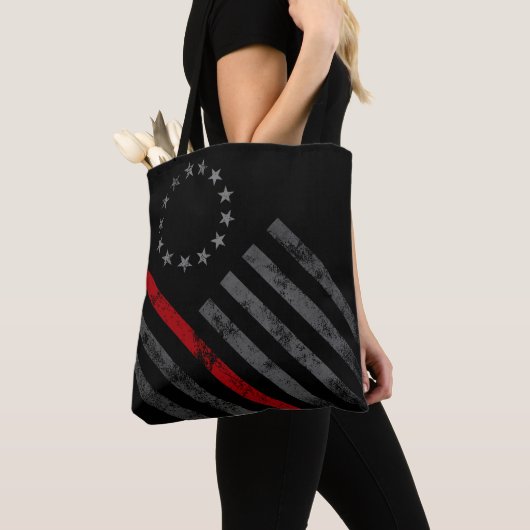 Red Line Betsy Ross American Flag Canvas tas (Dichtbij)