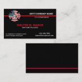 Red Line Firefighter drapeau Carte de visite noir (Devant / Derrière)