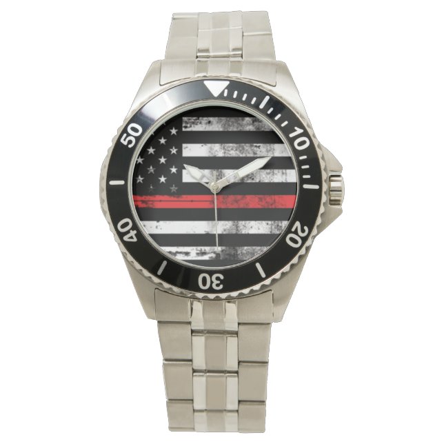 Red Line Flag Firefighter Montre Homme (devant)