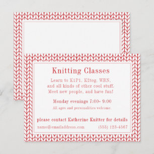 RED LINE KNIT "Cours de tricot" Carte postale