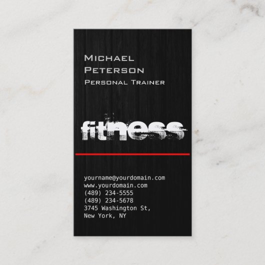 Red Line Wood Motif Grey Fitness Carte de visite (Devant)
