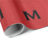 Red Linen Texture Photo met Monogram Cadeaupapier (Rol Hoek)
