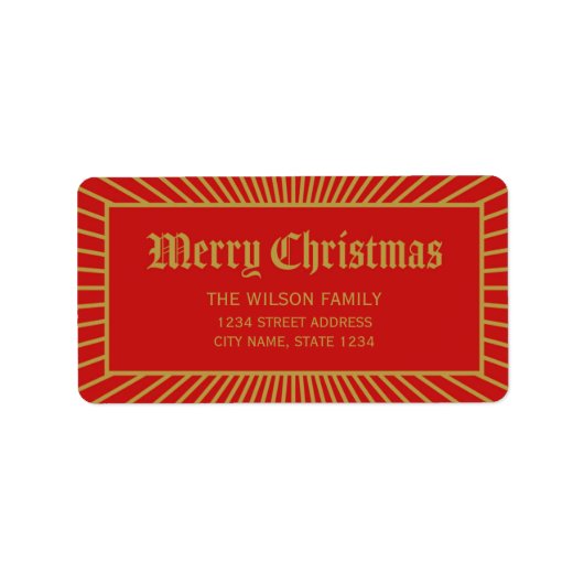 Red Lines Decorative Merry-kerstadres Etiket (Voorkant)