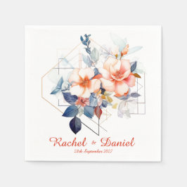 Red Lines&Flowers: Wedding Napkins Servet