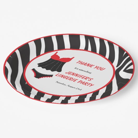 Red Lingerie Party Dank u Papieren Bordje (Gekanteld)