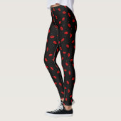 Red Lip Print Lipstick Baiser Leggings noirs (Gauche)