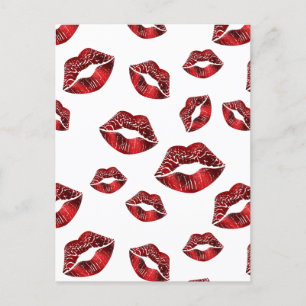 Red Lips Baiser Motif Valentine's Day Carte postal
