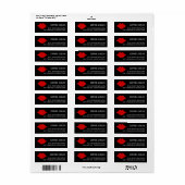 Red Lips Beauty Salon Mooi / Stijlvol Zwart Etiket (Full Sheet)