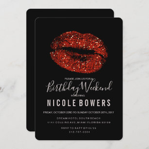 Red Lips Birthday Weekend Kaart
