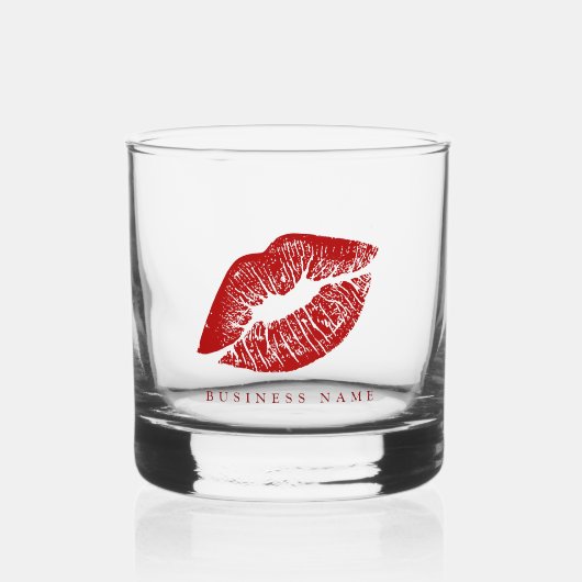 Red Lips Custom Bedrijfsnaam Lady Whisky Glas (Voorkant)