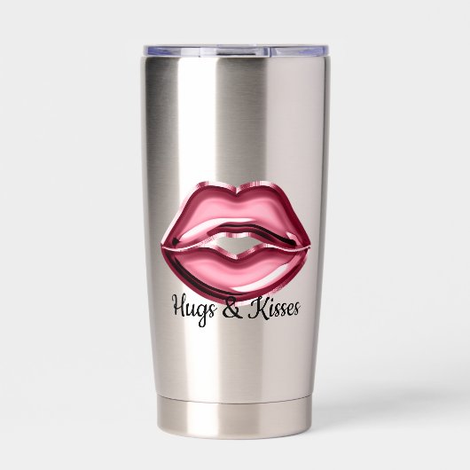 Red Lips Kiss Geïsoleerde Drinkbeker (Voorkant)