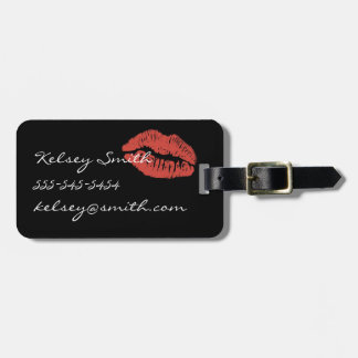 Red Lips Kiss gepersonaliseerd Bagagelabel