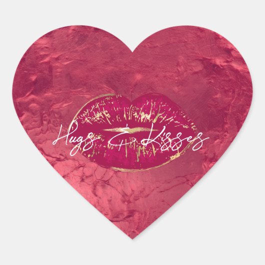 Red Lips Kiss Hart Sticker (Voorkant)