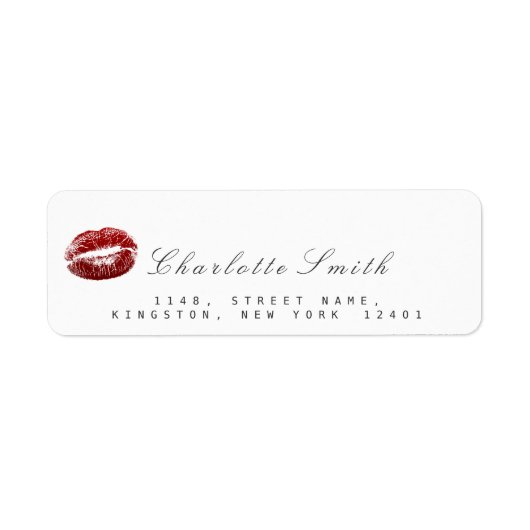 Red Lips Kiss Makeup White RSVP Etiket (Voorkant)
