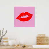 Red Lips Kiss Mod Pop Art Aangepaste kleurenachter Poster (Keuken)