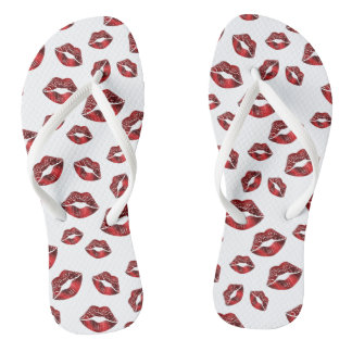 Red Lips Kiss Pattern Unisex Teenslippers