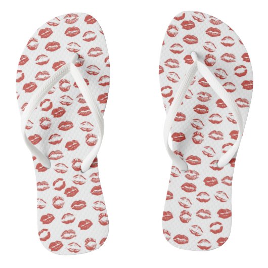 Red Lips Kisses Teenslippers (Voetbed)