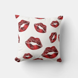 Red Lips Kissing Pattern Valentijnsdag Cushion Kussen
