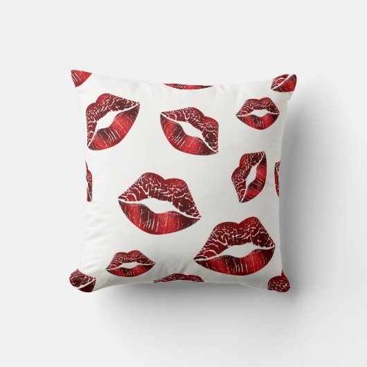 Red Lips Kissing Pattern Valentijnsdag Cushion Kussen (Voorkant)