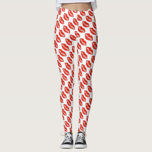 Red Lips Lipstick Kiss Print Valentijnsdag Love Leggings