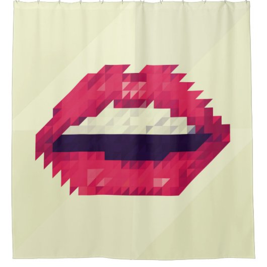Red lips made of small triangles, pixelshipster,pi douchegordijn (Voorkant)