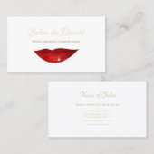 Red Lips Make-up Artist Elegant Gold Script Visitekaartje (Voorkant / Achterkant)