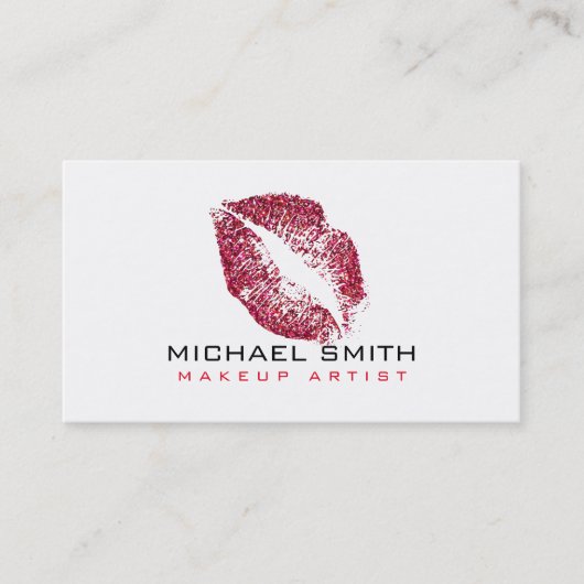 Red Lips Makeup Artist Visitekaartje (Voorkant)