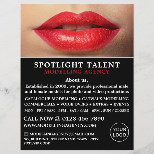Red Lips, Modelleringsbureau, modelagent Advert Flyer (Voorkant)