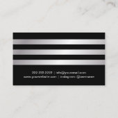 Red Lips Modern Silver Stripes Makeup Artist Visitekaartje (Achterkant)