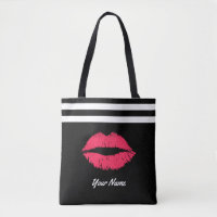 Red Lips Modern Stripes Aangepaste naam
