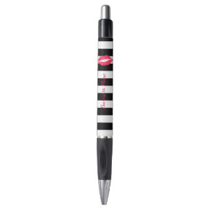 Red Lips Modern Stripes Makeup Artist Promotion Pen