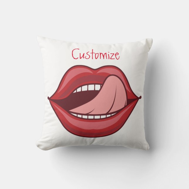 Red Lips Open Mouth Thunder_Cove  Kussen (Voorkant)