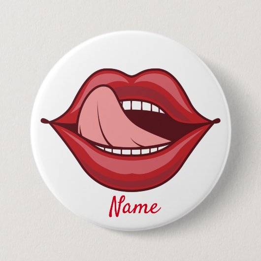 Red Lips Open Mouth Thunder_Cove Ronde Button 7,6 Cm (Voorkant)