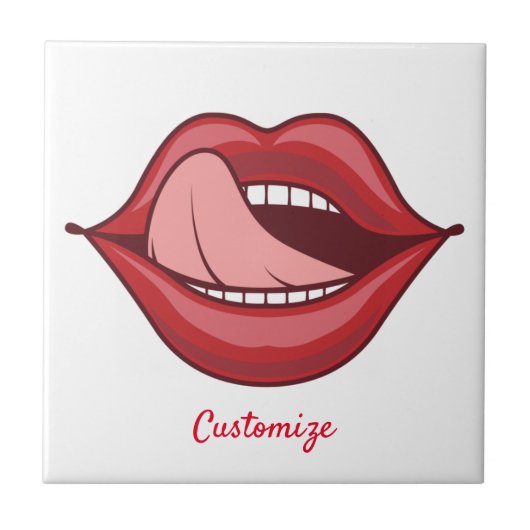 Red Lips Open Mouth Thunder_Cove Tegeltje (Voorkant)