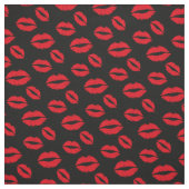 Red Lips Pattern Modern Black Stof (Swatch)
