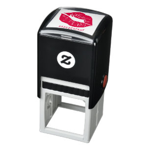 Red Lips Personated Text Zelfinktende Stempel